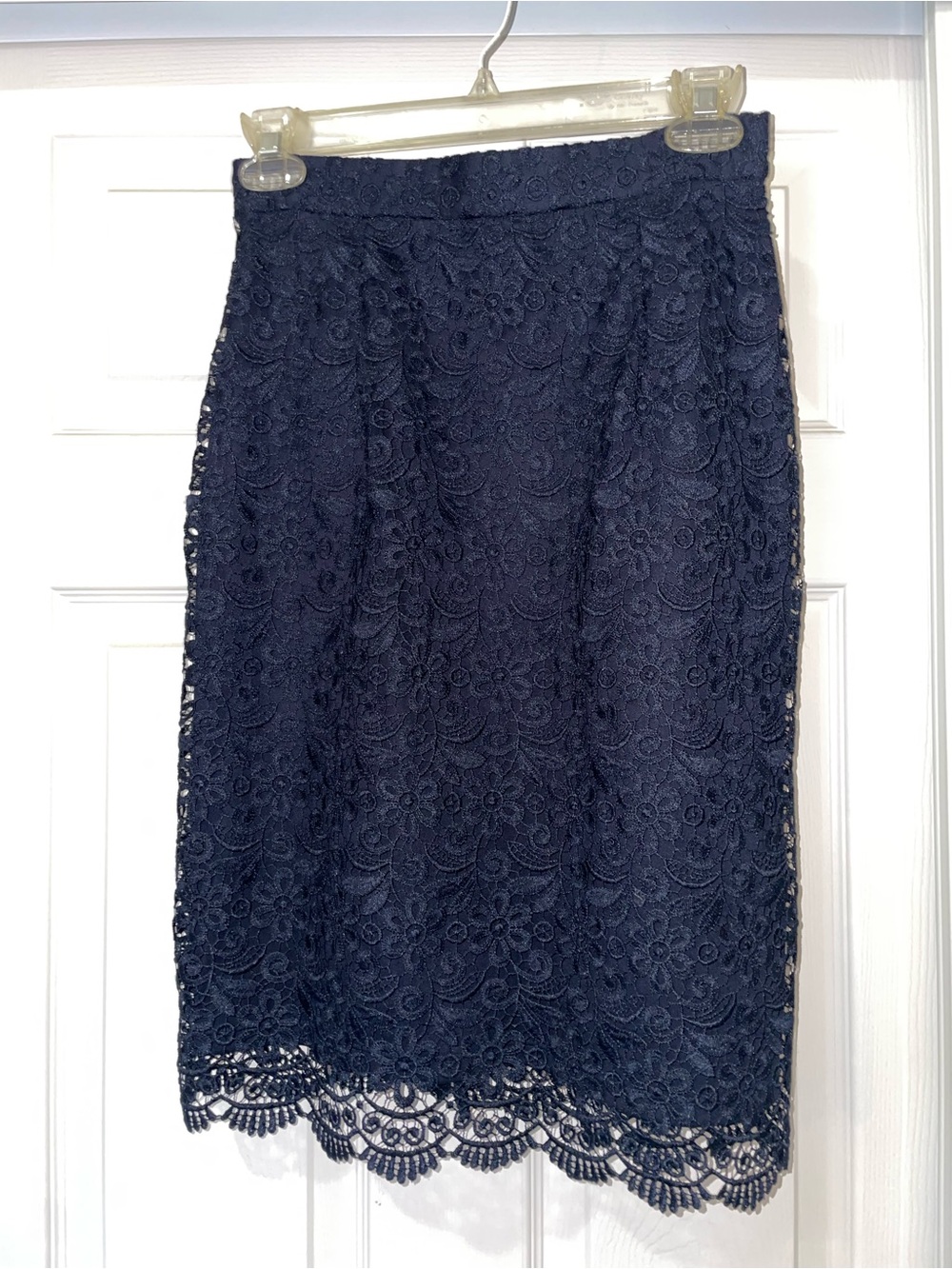 Uniqlo Navy Floral Lace Pencil Skirt